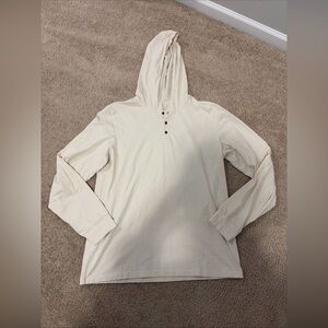 Mens Katin Cream Off White Hooded Henley Shirt Top Size Large 100% Cotton